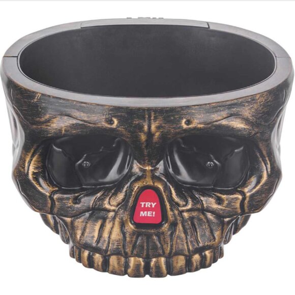 👻 Halloween Motion Activated Skull Large 10x6 Candy Dish / Planter Decorative P - Picture 1 of 5